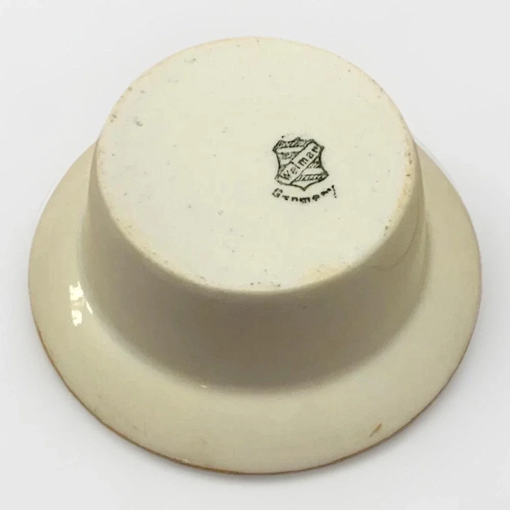 Antique Ramekin and Saucer Weimar Regency Side Dish Hand Painted Gold Rose VTG